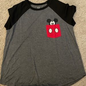 Disney Mickey Mouse Gray and Black Short Sleeve Tee